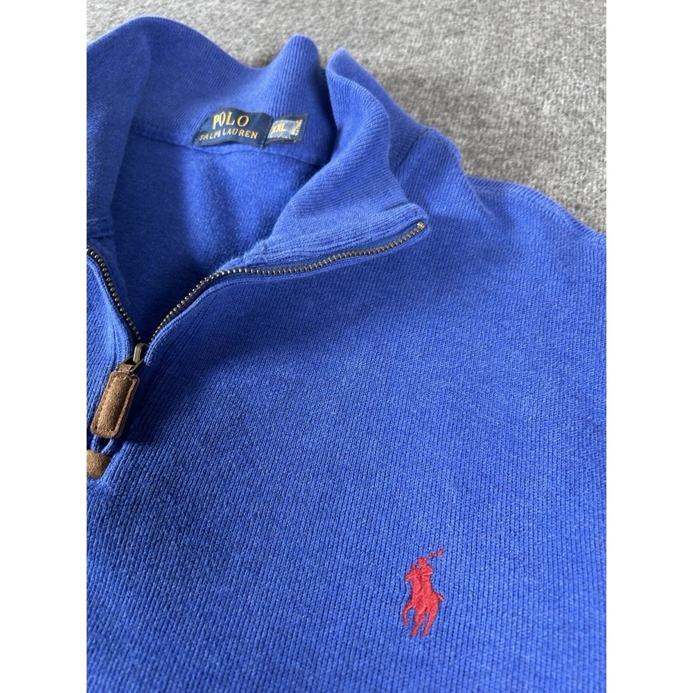 Polo Ralph‎ Lauren Blue Cotton 1/4 Zip Pullover Sweater Men Long Sleeve